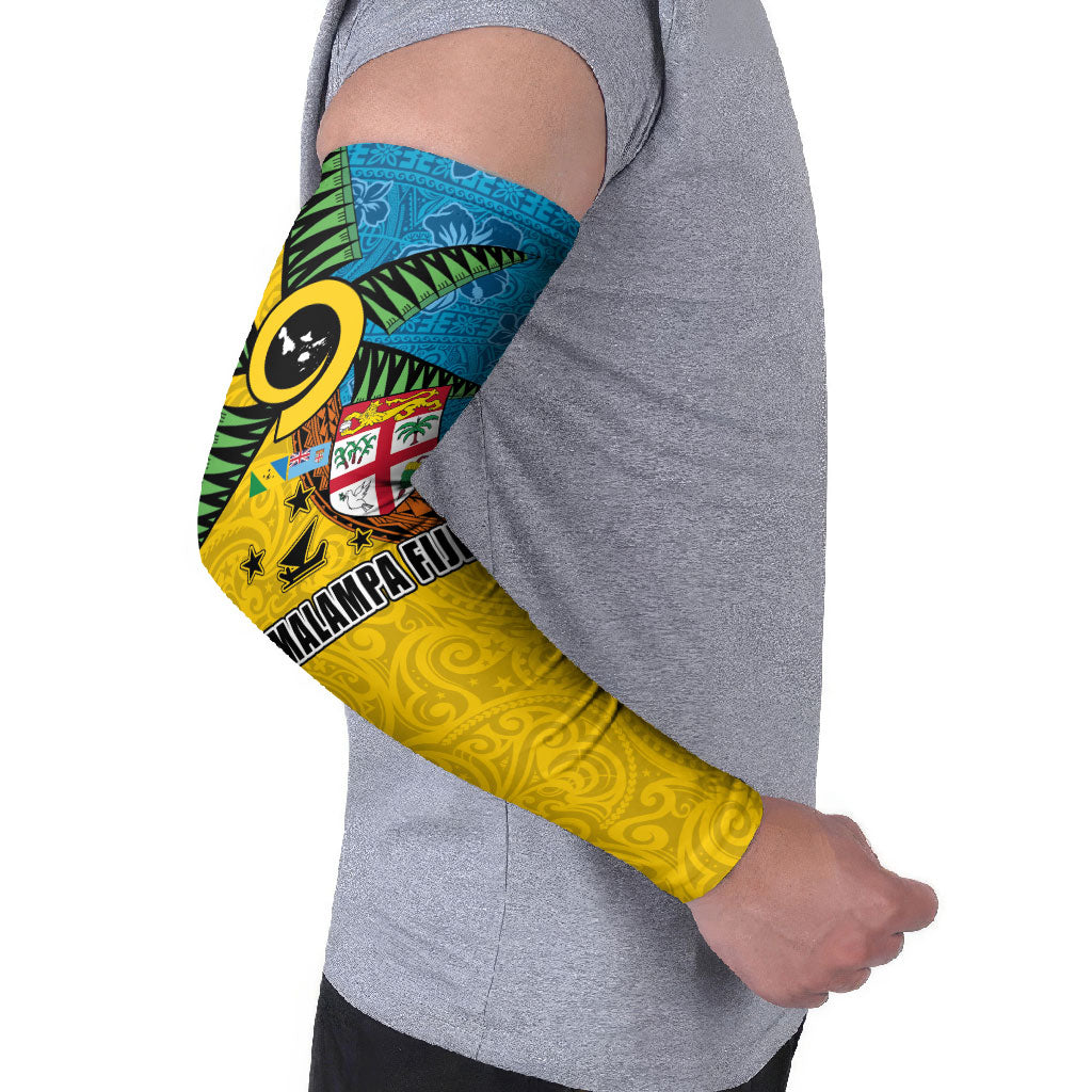 Malampa Fiji Day Arm Sleeves Tapa and Melanesian Patterns with Coat of Arms LT03 - Polynesian Pride