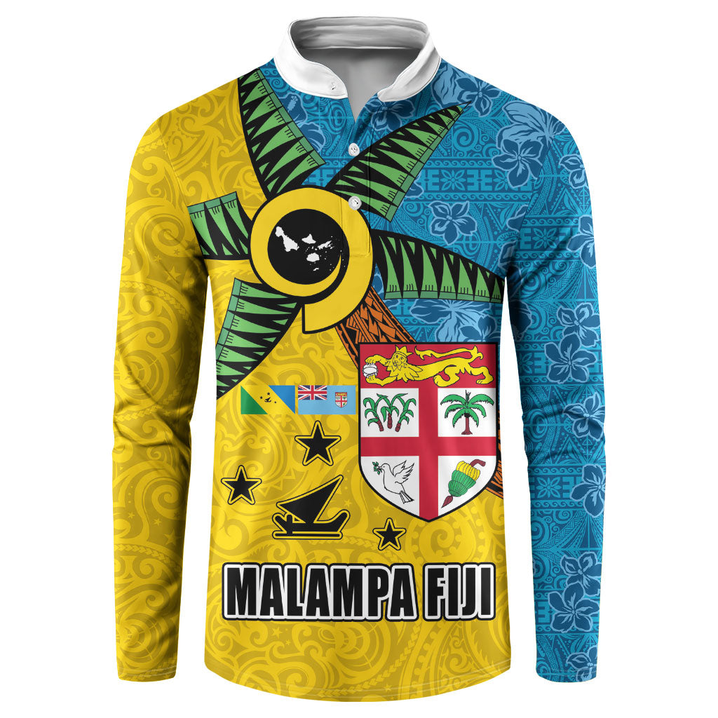Malampa Fiji Day Button Sweatshirt Tapa and Melanesian Patterns with Coat of Arms LT03 Multicolor - Polynesian Pride