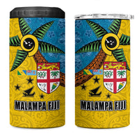 Malampa Fiji Day 4 in 1 Can Cooler Tumbler Tapa and Melanesian Patterns with Coat of Arms LT03 One Size: 16 oz Multicolor - Polynesian Pride