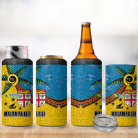 Malampa Fiji Day 4 in 1 Can Cooler Tumbler Tapa and Melanesian Patterns with Coat of Arms LT03 - Polynesian Pride