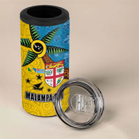 Malampa Fiji Day 4 in 1 Can Cooler Tumbler Tapa and Melanesian Patterns with Coat of Arms LT03 - Polynesian Pride