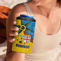 Malampa Fiji Day 4 in 1 Can Cooler Tumbler Tapa and Melanesian Patterns with Coat of Arms LT03 - Polynesian Pride