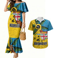 Malampa Fiji Day Couples Matching Mermaid Dress and Hawaiian Shirt Tapa and Melanesian Patterns with Coat of Arms LT03 Multicolor - Polynesian Pride