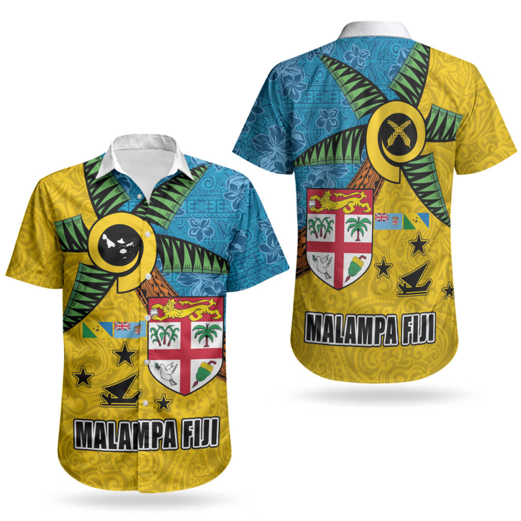 Malampa Fiji Day Couples Matching Short Sleeve Bodycon Dress and Hawaiian Shirt Tapa and Melanesian Patterns with Coat of Arms LT03 - Polynesian Pride