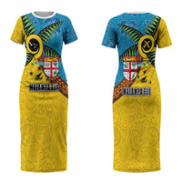 Malampa Fiji Day Couples Matching Short Sleeve Bodycon Dress and Hawaiian Shirt Tapa and Melanesian Patterns with Coat of Arms LT03 - Polynesian Pride