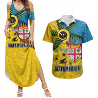 Malampa Fiji Day Couples Matching Summer Maxi Dress and Hawaiian Shirt Tapa and Melanesian Patterns with Coat of Arms LT03 Multicolor - Polynesian Pride