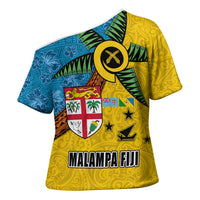 Malampa Fiji Day Cross Shoulder Shirt Tapa and Melanesian Patterns with Coat of Arms LT03 - Polynesian Pride