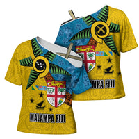 Malampa Fiji Day Cross Shoulder Shirt Tapa and Melanesian Patterns with Coat of Arms LT03 - Polynesian Pride