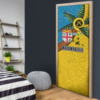 Malampa Fiji Day Door Cover Tapa and Melanesian Patterns with Coat of Arms LT03 - Polynesian Pride