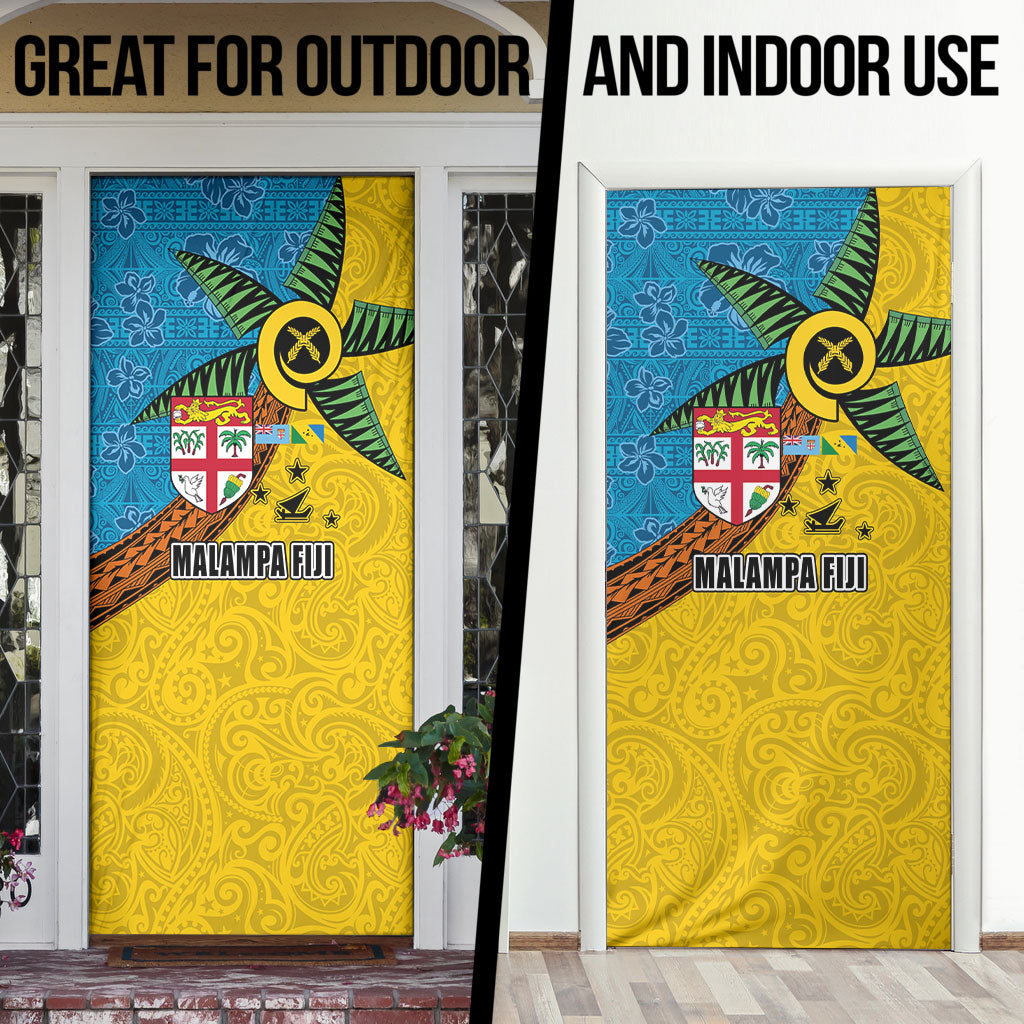 Malampa Fiji Day Door Cover Tapa and Melanesian Patterns with Coat of Arms LT03 - Polynesian Pride