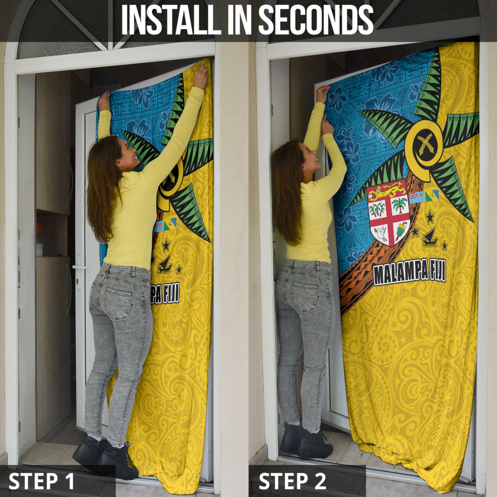 Malampa Fiji Day Door Cover Tapa and Melanesian Patterns with Coat of Arms LT03 - Polynesian Pride