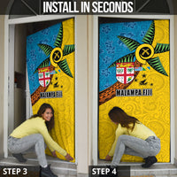Malampa Fiji Day Door Cover Tapa and Melanesian Patterns with Coat of Arms LT03 - Polynesian Pride