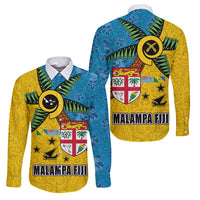 Malampa Fiji Day Family Matching Summer Maxi Dress and Hawaiian Shirt Tapa and Melanesian Patterns with Coat of Arms LT03 Dad's Shirt - Long Sleeve Multicolor - Polynesian Pride