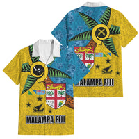 Malampa Fiji Day Family Matching Tank Maxi Dress and Hawaiian Shirt Tapa and Melanesian Patterns with Coat of Arms LT03 Dad's Shirt - Short Sleeve Multicolor - Polynesian Pride