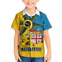 Malampa Fiji Day Kid Hawaiian Shirt Tapa and Melanesian Patterns with Coat of Arms LT03 Kid Multicolor - Polynesian Pride