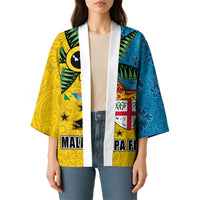 Malampa Fiji Day Kimono Tapa and Melanesian Patterns with Coat of Arms LT03 - Polynesian Pride