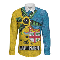 Malampa Fiji Day Long Sleeve Button Shirt Tapa and Melanesian Patterns with Coat of Arms LT03 Unisex Multicolor - Polynesian Pride