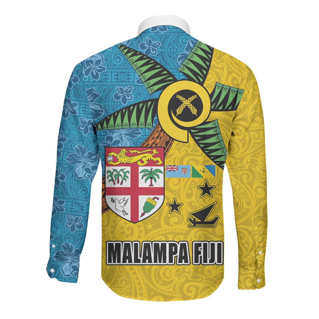 Malampa Fiji Day Long Sleeve Button Shirt Tapa and Melanesian Patterns with Coat of Arms LT03 - Polynesian Pride