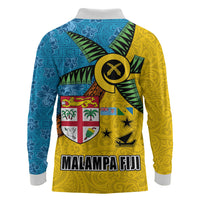 Malampa Fiji Day Long Sleeve Polo Shirt Tapa and Melanesian Patterns with Coat of Arms LT03 - Polynesian Pride