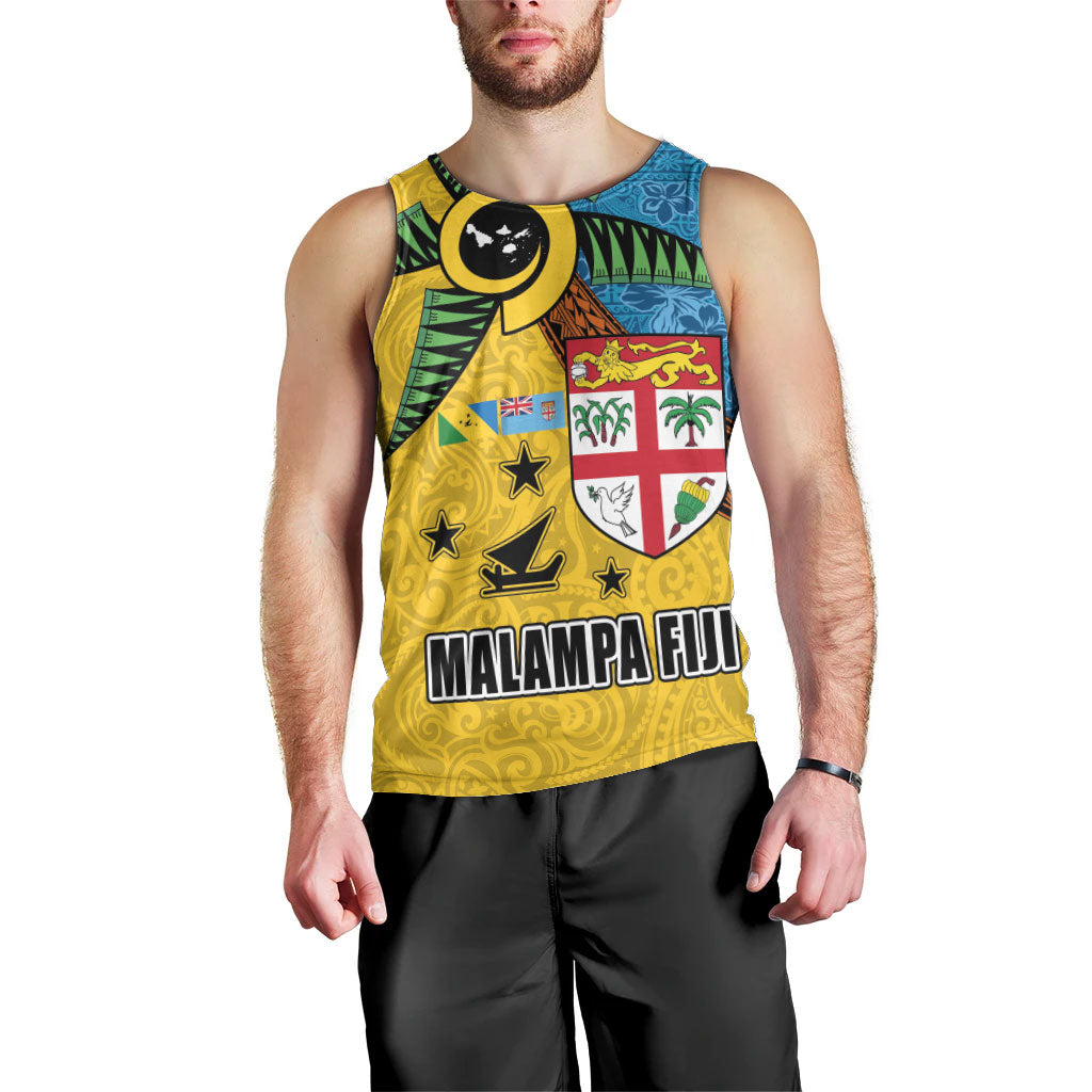 Malampa Fiji Day Men Tank Top Tapa and Melanesian Patterns with Coat of Arms LT03 - Polynesian Pride