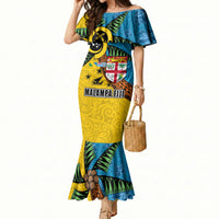 Malampa Fiji Day Mermaid Dress Tapa and Melanesian Patterns with Coat of Arms LT03 Women Multicolor - Polynesian Pride