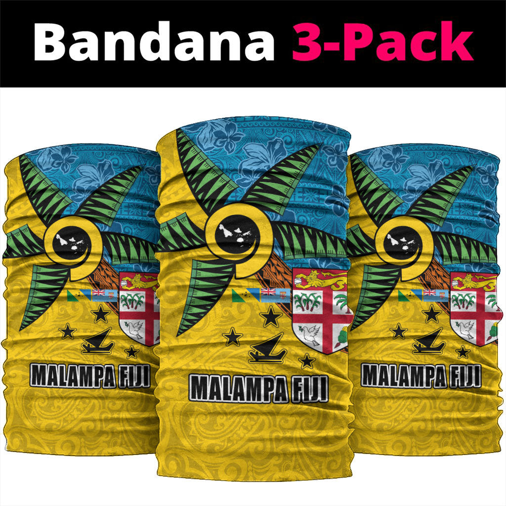 Malampa Fiji Day Neck Gaiter Tapa and Melanesian Patterns with Coat of Arms LT03 package One Size: 25*50cm Multicolor - Polynesian Pride