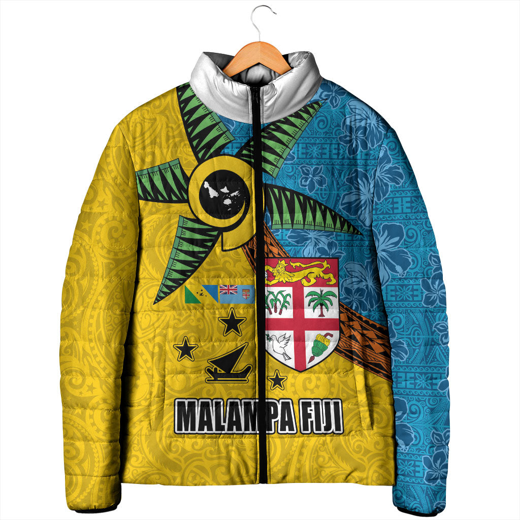 Malampa Fiji Day Padded Jacket Tapa and Melanesian Patterns with Coat of Arms LT03 - Polynesian Pride