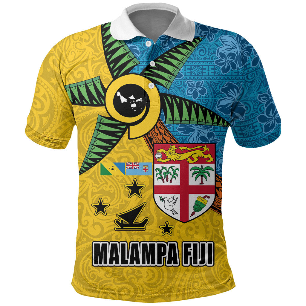 Malampa Fiji Day Polo Shirt Tapa and Melanesian Patterns with Coat of Arms LT03 Multicolor - Polynesian Pride
