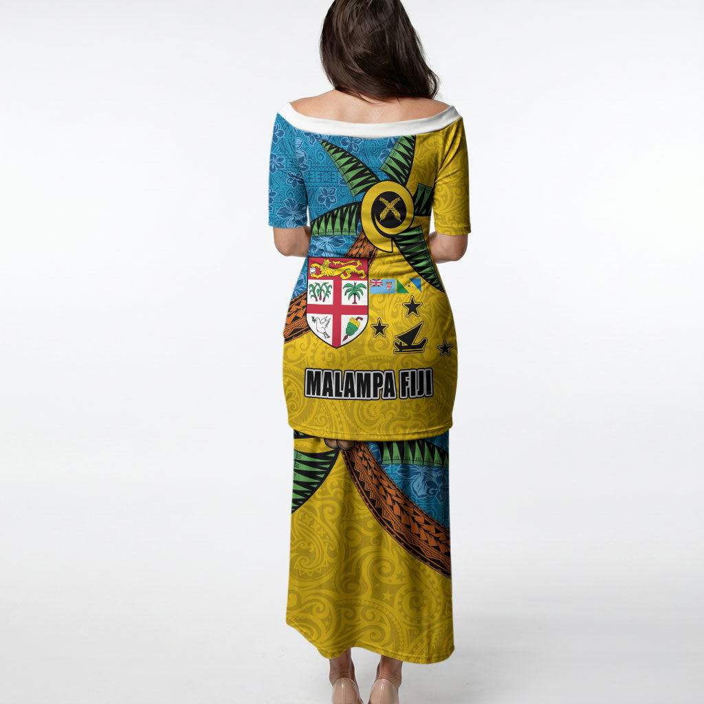 Malampa Fiji Day Puletasi Tapa and Melanesian Patterns with Coat of Arms LT03 - Polynesian Pride