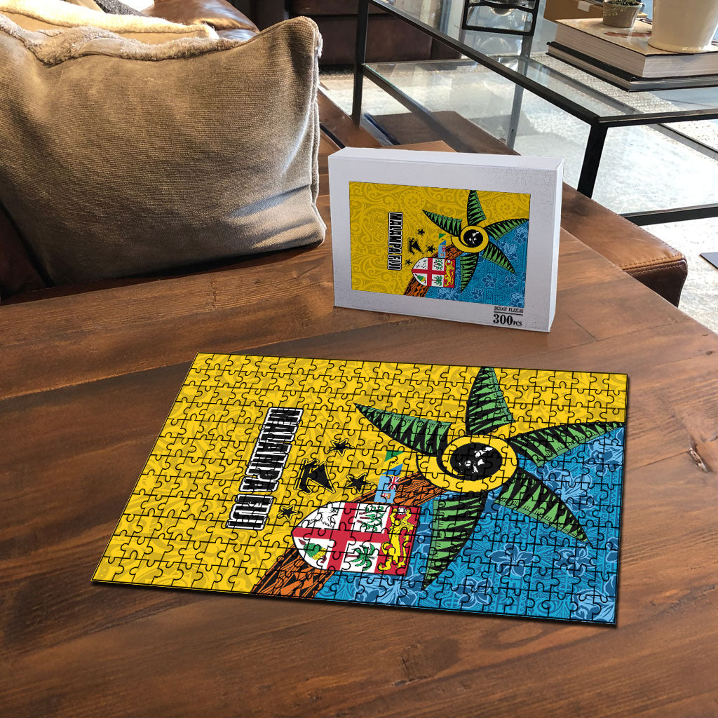 Malampa Fiji Day Puzzle Tapa and Melanesian Patterns with Coat of Arms LT03 - Polynesian Pride