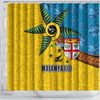 Malampa Fiji Day Shower Curtain Tapa and Melanesian Patterns with Coat of Arms LT03 - Polynesian Pride