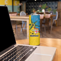 Malampa Fiji Day Skinny Tumbler Tapa and Melanesian Patterns with Coat of Arms LT03 - Polynesian Pride