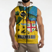 Malampa Fiji Day Sleeveless Zip Hoodie Tapa and Melanesian Patterns with Coat of Arms LT03 - Polynesian Pride