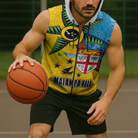 Malampa Fiji Day Sleeveless Zip Hoodie Tapa and Melanesian Patterns with Coat of Arms LT03 - Polynesian Pride
