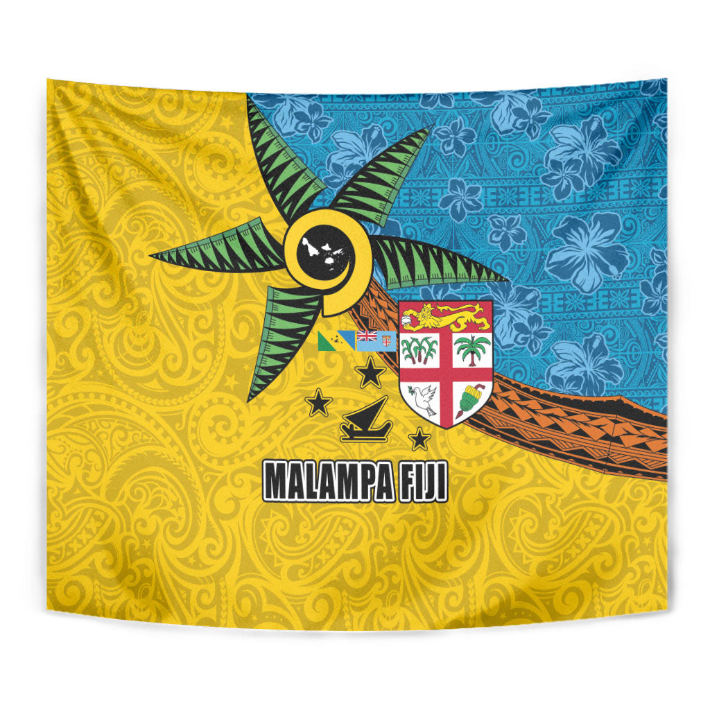 Malampa Fiji Day Tapestry Tapa and Melanesian Patterns with Coat of Arms LT03 - Polynesian Pride