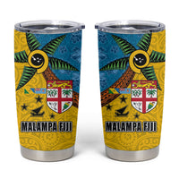 Malampa Fiji Day Tumbler Cup Tapa and Melanesian Patterns with Coat of Arms LT03 Multicolor - Polynesian Pride