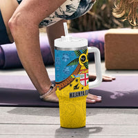 Malampa Fiji Day Tumbler With Handle Tapa and Melanesian Patterns with Coat of Arms LT03 - Polynesian Pride