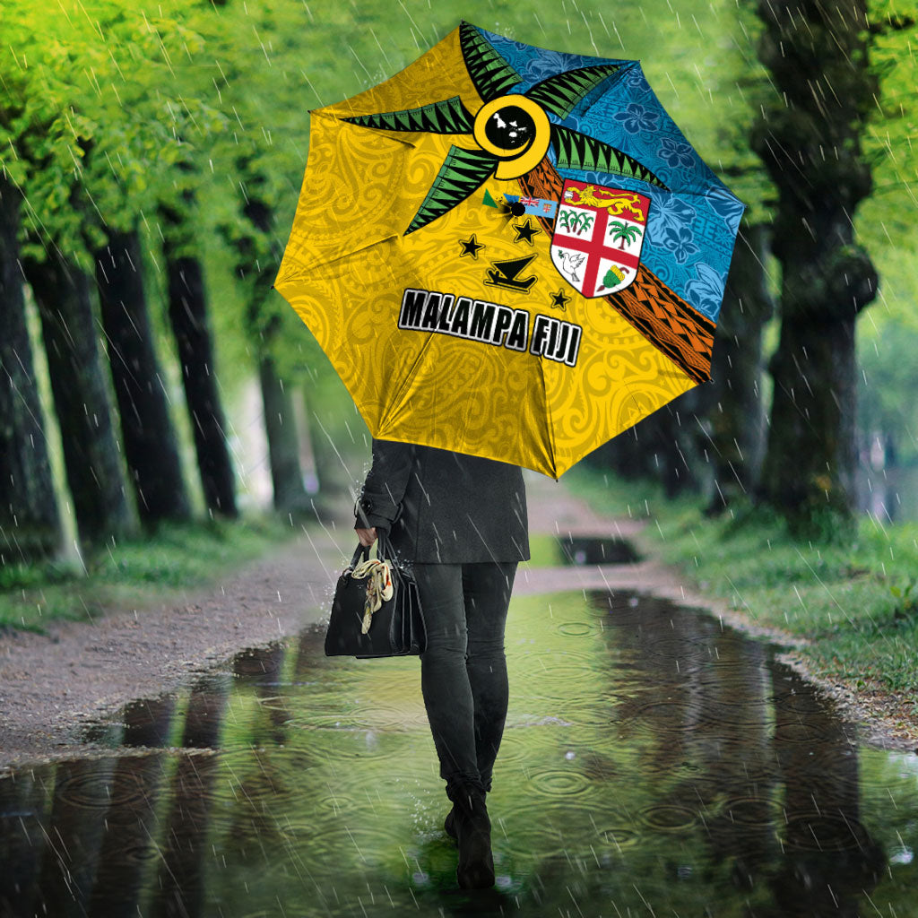 Malampa Fiji Day Umbrella Tapa and Melanesian Patterns with Coat of Arms LT03 - Polynesian Pride