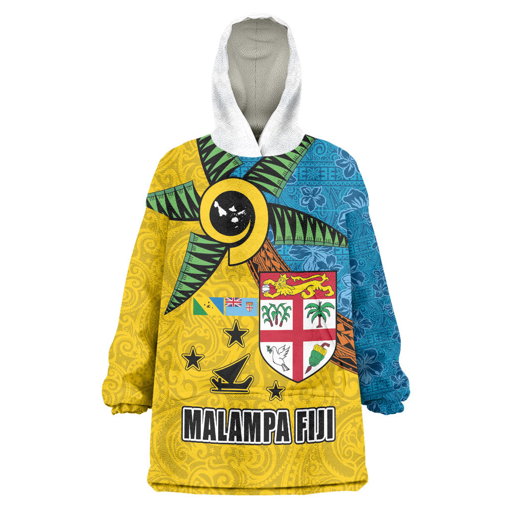 Malampa Fiji Day Wearable Blanket Hoodie Tapa and Melanesian Patterns with Coat of Arms LT03 One Size Multicolor - Polynesian Pride