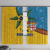 Malampa Fiji Day Window Curtain Tapa and Melanesian Patterns with Coat of Arms LT03 With Hooks Multicolor - Polynesian Pride