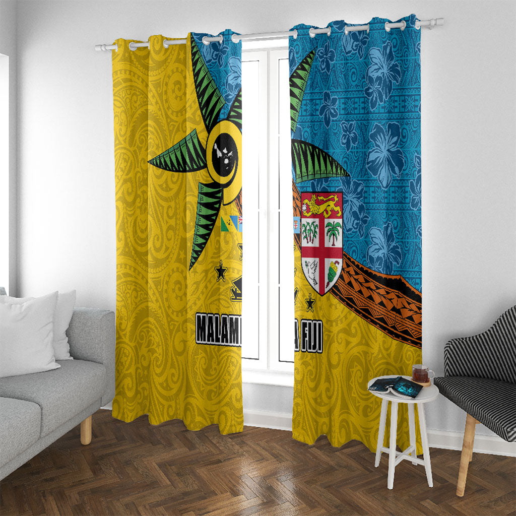 Malampa Fiji Day Window Curtain Tapa and Melanesian Patterns with Coat of Arms LT03 With Grommets Multicolor - Polynesian Pride