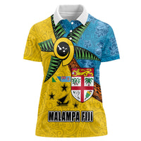 Malampa Fiji Day Women Polo Shirt Tapa and Melanesian Patterns with Coat of Arms LT03 Female Multicolor - Polynesian Pride