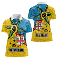 Malampa Fiji Day Women Polo Shirt Tapa and Melanesian Patterns with Coat of Arms LT03 - Polynesian Pride