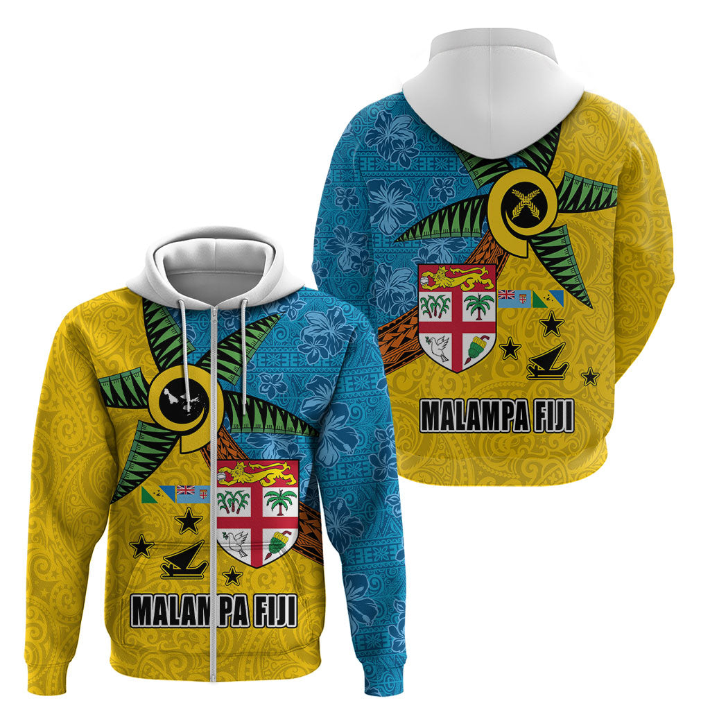 Malampa Fiji Day Zip Hoodie Tapa and Melanesian Patterns with Coat of Arms LT03 - Polynesian Pride