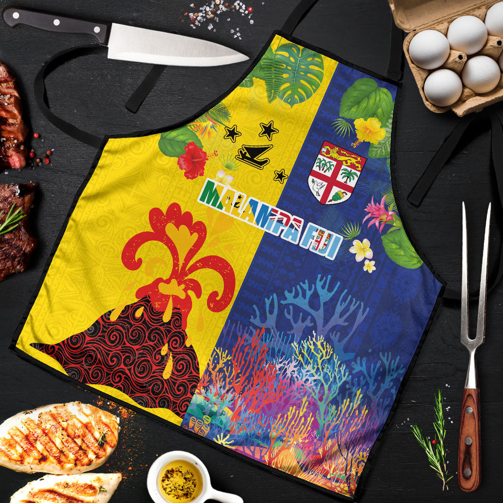 Malampa Fiji Day Apron Volcano and Coral Reef with Culture Patterns Split Style LT03 Multicolor - Polynesian Pride