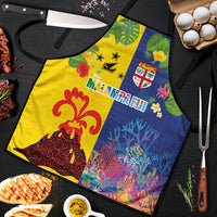 Malampa Fiji Day Apron Volcano and Coral Reef with Culture Patterns Split Style LT03 Multicolor - Polynesian Pride