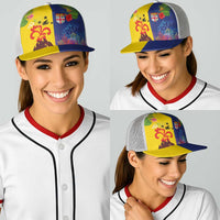 Malampa Fiji Day Baseball Net Cap Volcano and Coral Reef with Culture Patterns Split Style LT03 - Polynesian Pride