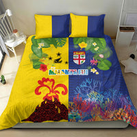 Malampa Fiji Day Bedding Set Volcano and Coral Reef with Culture Patterns Split Style LT03 - Polynesian Pride