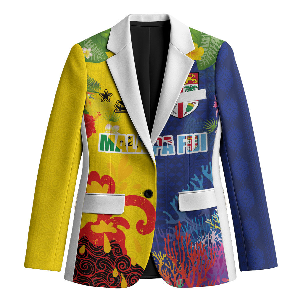 Malampa Fiji Day Blazer Volcano and Coral Reef with Culture Patterns Split Style LT03 Unisex Multicolor - Polynesian Pride