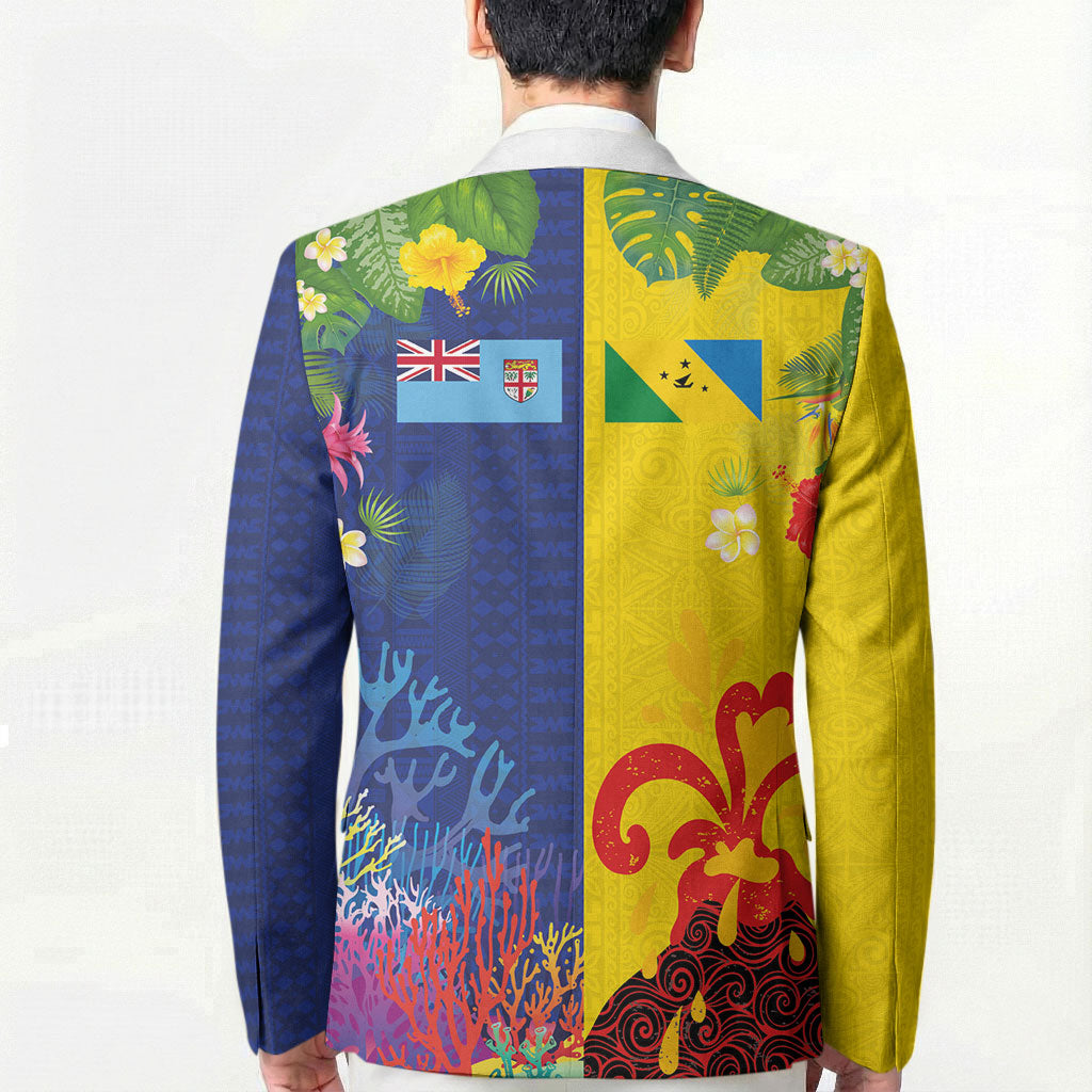Malampa Fiji Day Blazer Volcano and Coral Reef with Culture Patterns Split Style LT03 - Polynesian Pride